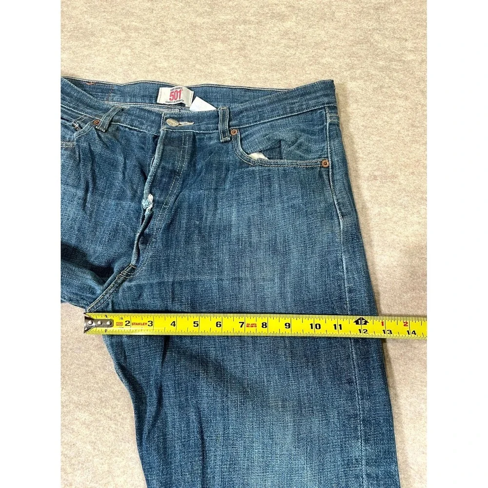 Levis 501 Original Fit Jeans Men 36x30 Blue Denim Cotton Button Fly Straight Leg